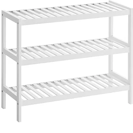 SONGMICS skohylle, m. 3 hyller - hvit bambus (70x26)