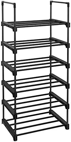 SONGMICS skohylle, m. 6 hyller - svart jern