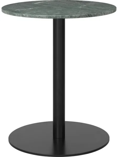 GUBI 1.0 Spisebord Rundt Ø60 cm M. Sort Base og Grønn Guatemala Marmor Topp