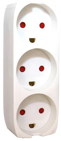 Gripo Stikkontakt med 3 uttak og jord, Hvit